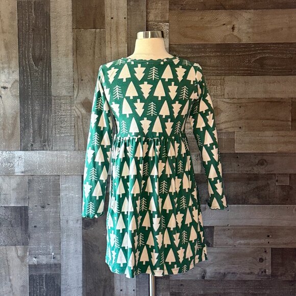 Hanna Andersson green Christmas tree long sleeve dress girls size 12 holiday - Picture 7 of 11